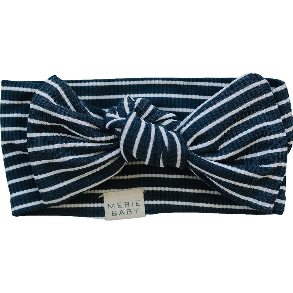 Navy Stripes Ribbed Bamboo Head Wrap
