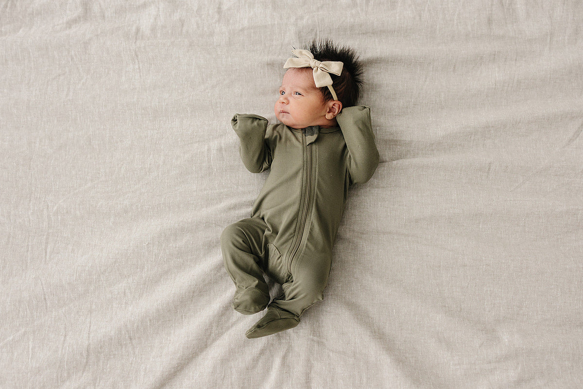Olive Bamboo Footed Zipper